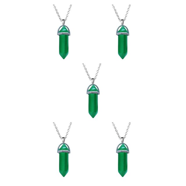 QualitChoice Hexagon Column Charm Exquisite Women Men Making Findings Handmade Anniversary Hanging Pendants Colorful Crystal Green 5Set