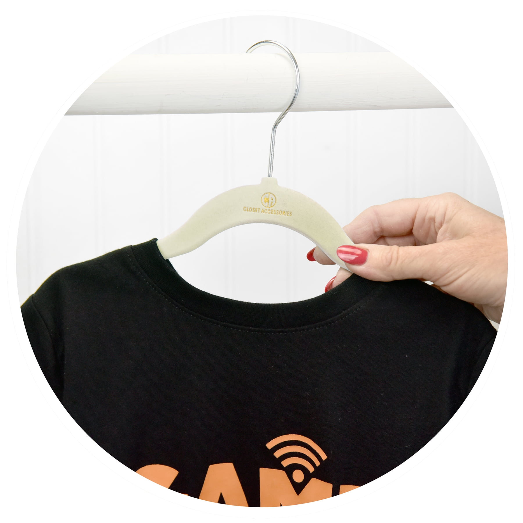 Closet Accessories Kids Velvet Accessory Hangers with Swivel Hook, Ivory, 50 Pack