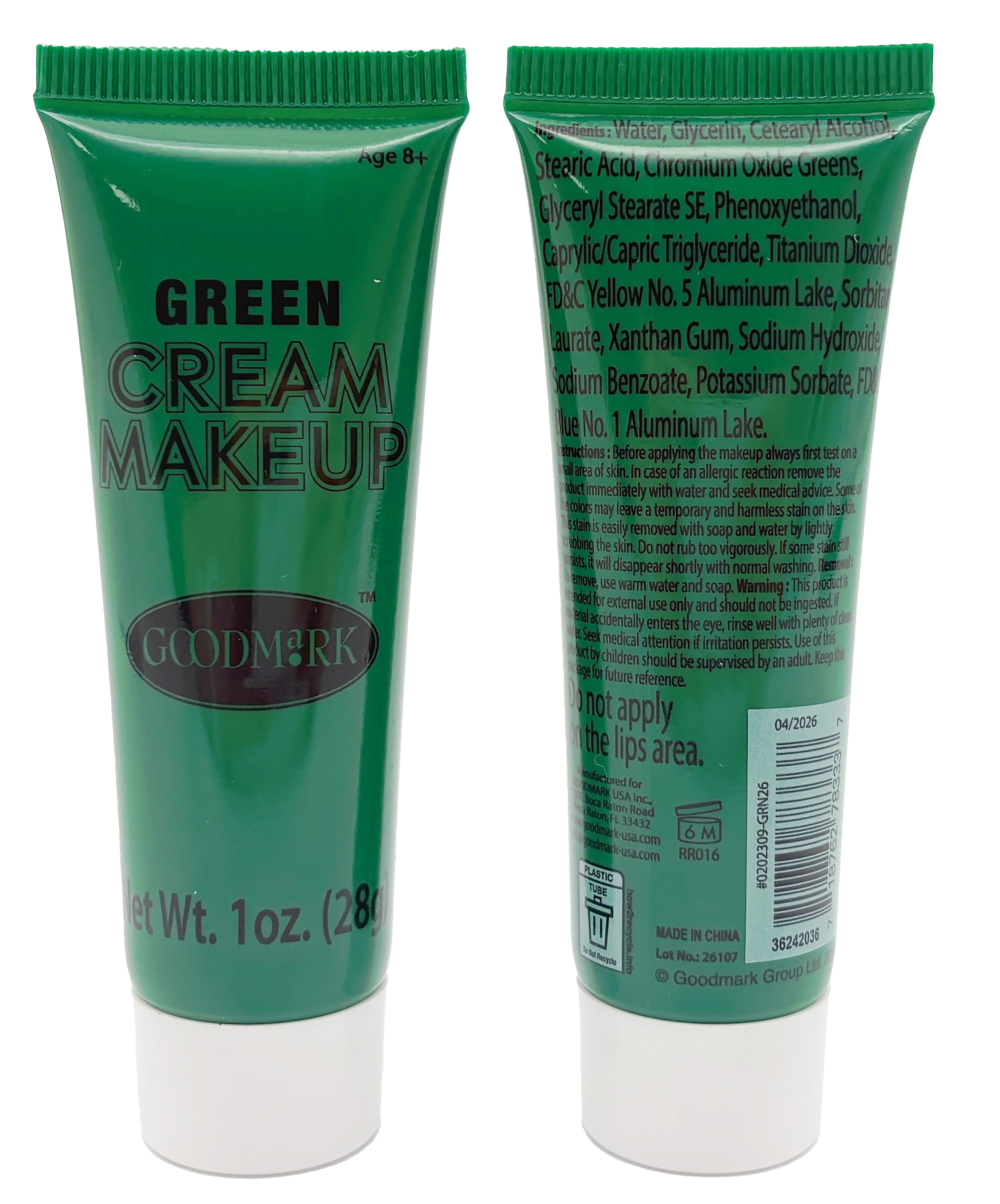 Halloween Make-Up for Adults Body Paint, Green, 1oz by Goodmark USA
