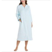 Miss Elaine Women's Blue Long Zip-Front Fleece Robe M