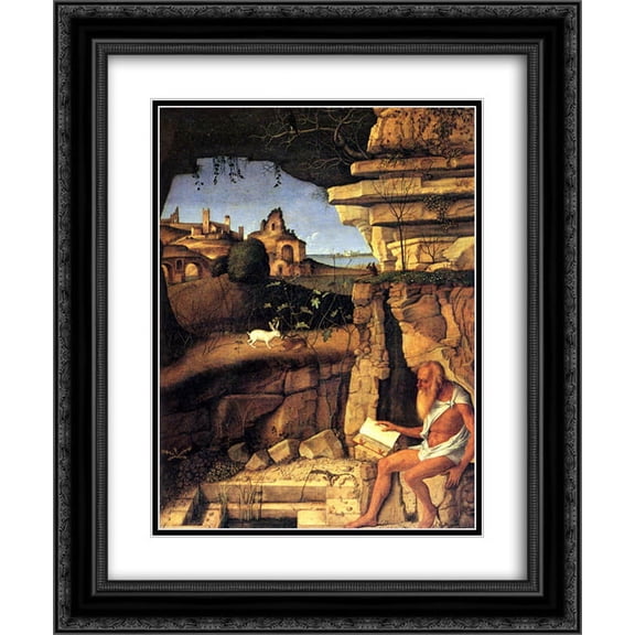 Giovanni Bellini 2x Matted 20x24 Black Ornate Framed Art Print 'Saint Jerome Reading'