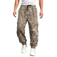 thumbnail image 3 of Havenx Camo Baggy Cargo Pants for Men Maple Leaf Print Elastic Waist Tapered Cargo Joggers with Pockets Straight Wide Leg Joggers Hunting Casual Fashion Loose Fit Y2k Clothing,Deep Green M, 3 of 5