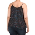 thumbnail image 3 of CARMEN MARC VALVO Women's Plus Tropical Print Adjustable Straps Cami Tank Top-Black / 1X, 3 of 4