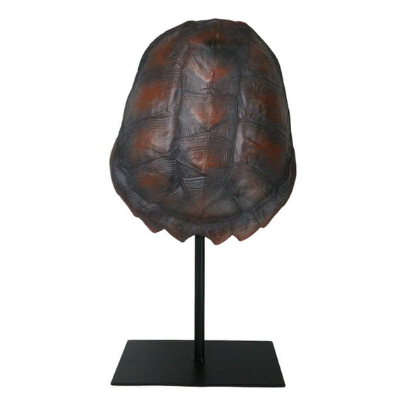 Nautical Marine Faux Alligator Snapping Turtle Shell Sculpture With Pole Stand