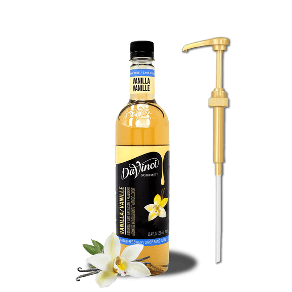 DaVinci Gourmet Sugar Free Vanilla Syrup 750ml (25.4 fl oz)   Gold Pump