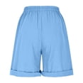 thumbnail image 7 of vigerkar Women's Bermuda Shorts Knee Length Elastic Waist Drawstring Workout Athletic Long Shorts with Pockets (Light Blue, XXL), 7 of 7