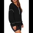 thumbnail image 3 of Sudadera con Capucha de Otoño para Mujer, Sudadera Corta de Larga con Media Cremallera, Jersey de Invierno, Ropa de Moda Negro L, 3 of 10
