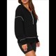 thumbnail image 3 of Sudadera con Capucha de Otoño para Mujer, Sudadera Corta de Larga con Media Cremallera, Jersey de Invierno, Ropa de Moda Negro XXL, 3 of 10