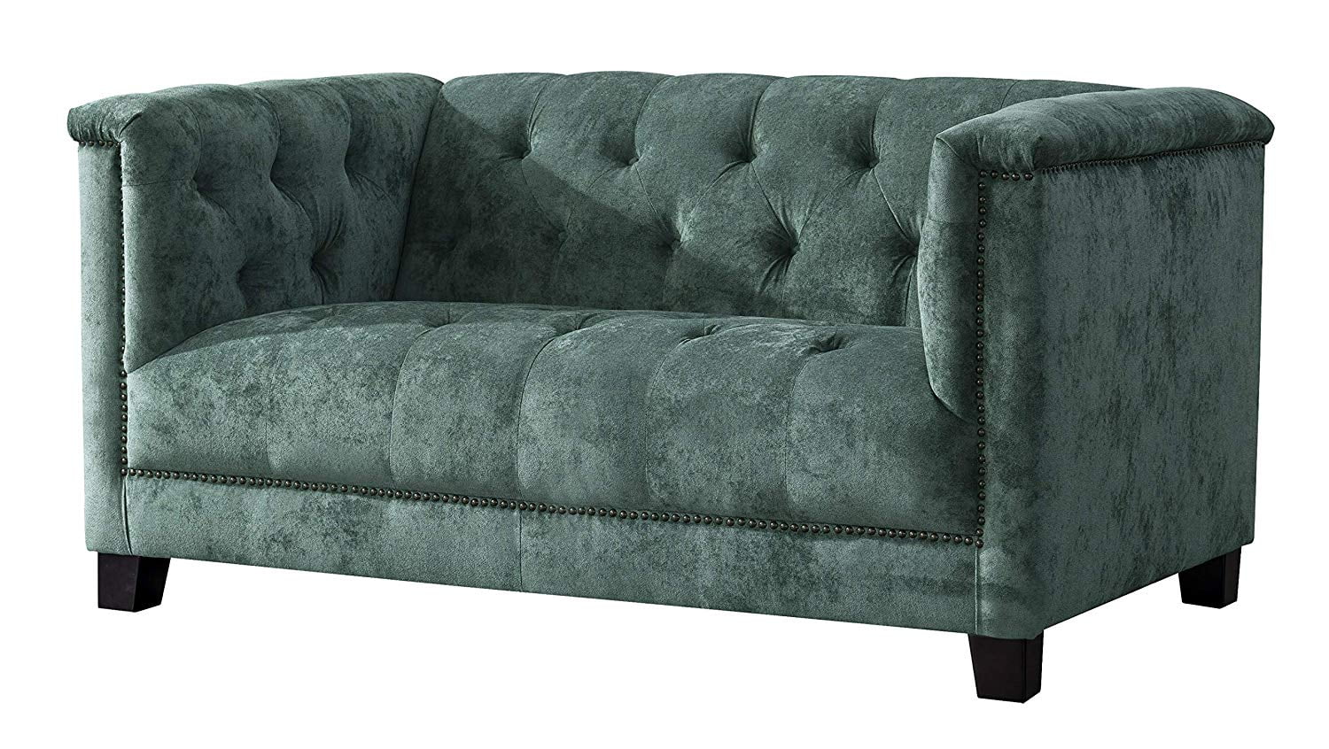 Acanva Luxury Vintage Tufted Velvet Living Room Sofa, Loveseat, Dark