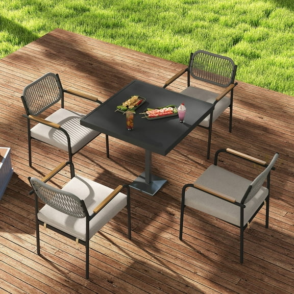 Patio Dining Chairs Set of 4, Wicker Outdoor Chairs for All Weather, Rattan Dining Chairs with Removable Cushions for Deck, Garden or Indoor Use, Beige