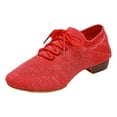 thumbnail image 5 of Rokment Womens Jazz Latin Dance Shoes Lace up Sneakers Modern Ballroom Teaching Practice Performance Dancing Sneakers Red Size 7, 5 of 5