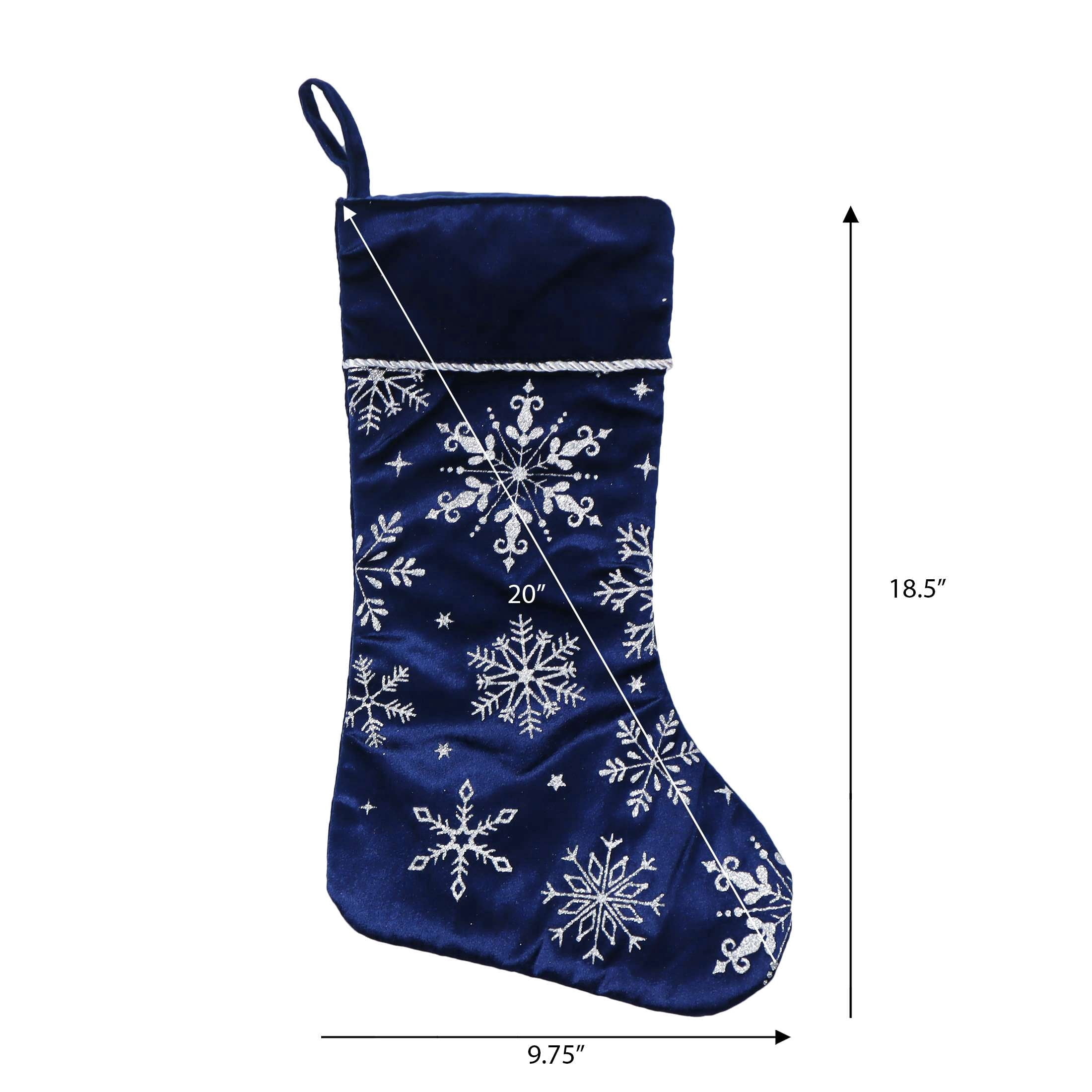 Velvet Snowflake Christmas Stocking, Navy, 18", by Holiday Time