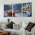 thumbnail image 2 of Nawypu  - Christmas Santa Canvas Wall Art Decorations Deer River Poster Snow Picture Winter Wall Decor Canvas Print,Framed for Living Room Bedroom - 12''x16''X3 Panels, 2 of 4