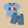 thumbnail image 1 of Conjuntos de blusas y camisas de cuello redondo y manga corta, ropa informal de verano para bebé, pantalones cortos de manga corta con letras bordadas para niño, conjunto de dos piezas, trajes de poli, 1 of 6