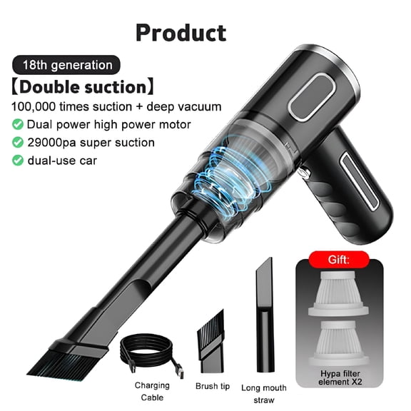ZEPARO 29000PA Vacuum Cleaner Mini Powerful Cordless Wet & Dry Cars Handheld Home