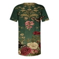 thumbnail image 6 of Otvok V Neck Floral Blouses Women's Short Sleeve Pleated Henley Tops Soft Vacation Casual Tunic Shirts, 6 of 7