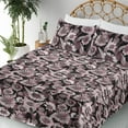 thumbnail image 3 of Ambesonne Floral Fitted & Flat Sheet with Shams 4 Pcs Set, Vintage Art Flower Pattern, Full, Dark Mauve Grey Black, 3 of 5