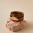 thumbnail image 6 of Bohemian Leather Bracelet Set Leaf Charm Layered Beaded Wrap Cuff Non Adjustable Wristband Jewelry for Women Men 2 Piece, 6 of 6