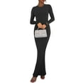 thumbnail image 2 of REORIA Women Long Sleeve Bodycon Dress Sexy Crew Neck Ribbed Basic Maxi Dresses Slim Fit, 2 of 7