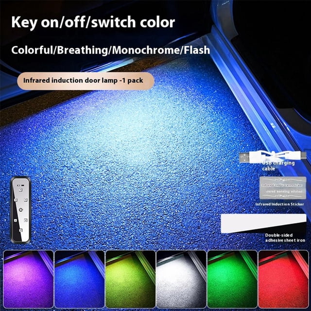 Ruifaya Luz de puerta de coche LED magnética Lámpara de bienvenida para puerta de coche Luz de advertencia de inducción USB