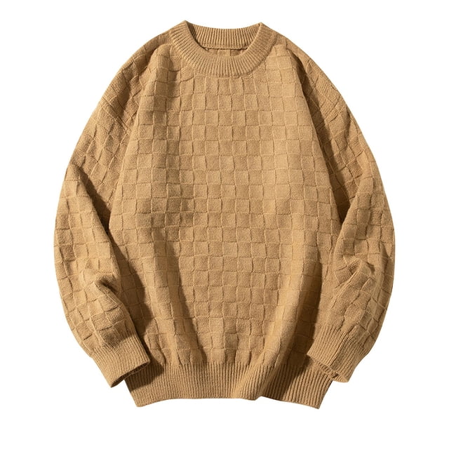 Pisexur Chandails pour Hommes Mode Décontractée Couleur Unie Chandail à Manches Longues Col Rond Chandails Automne Hiver Chaud Tricoté
