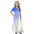 thumbnail image 6 of Ashirexll Summer Dresses for Teens, Girls Dresses Size 10-12, Girls Summer Dress with Pockets Fashion Gradient Color Short Sleeve Round Neck Long Dress for Children 4-14, 6 of 7