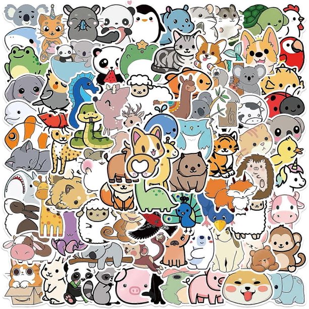 100 pegatinas de animales adorables, paquete de pegatinas impermeables, pegatinas para botellas de agua, portátiles y maletas, pegatinas grandes, ideales para rellenar calcetines navideños.