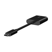 Belkin Connect Audio + Charge - USB-C to USB-C headphone / charging adapter - 24 pin USB-C male to 24 pin USB-C female - 46 ft - black - USB Power Delivery (60W)