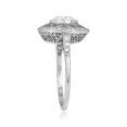 thumbnail image 2 of Vintage Milgrain Bezel Set Diamond Ring, Antique Filigree Ring, Halo Diamond Engagement Ring, 14K White Gold Plated, 2.2 Ct Simulated Diamond, 2 of 5
