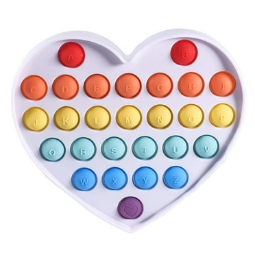 Alphabet Heart Push Pop Dimple Bubble Popper Pressure Relief - Heart - Rainbow ( 2 Pack )