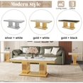 thumbnail image 6 of 47" Rectangular Coffee Table, Modern Faux Marble Center Table, Gold Mirror Double-Pillar Stainless Steel Base for Living Room, Home Office, 6 of 6