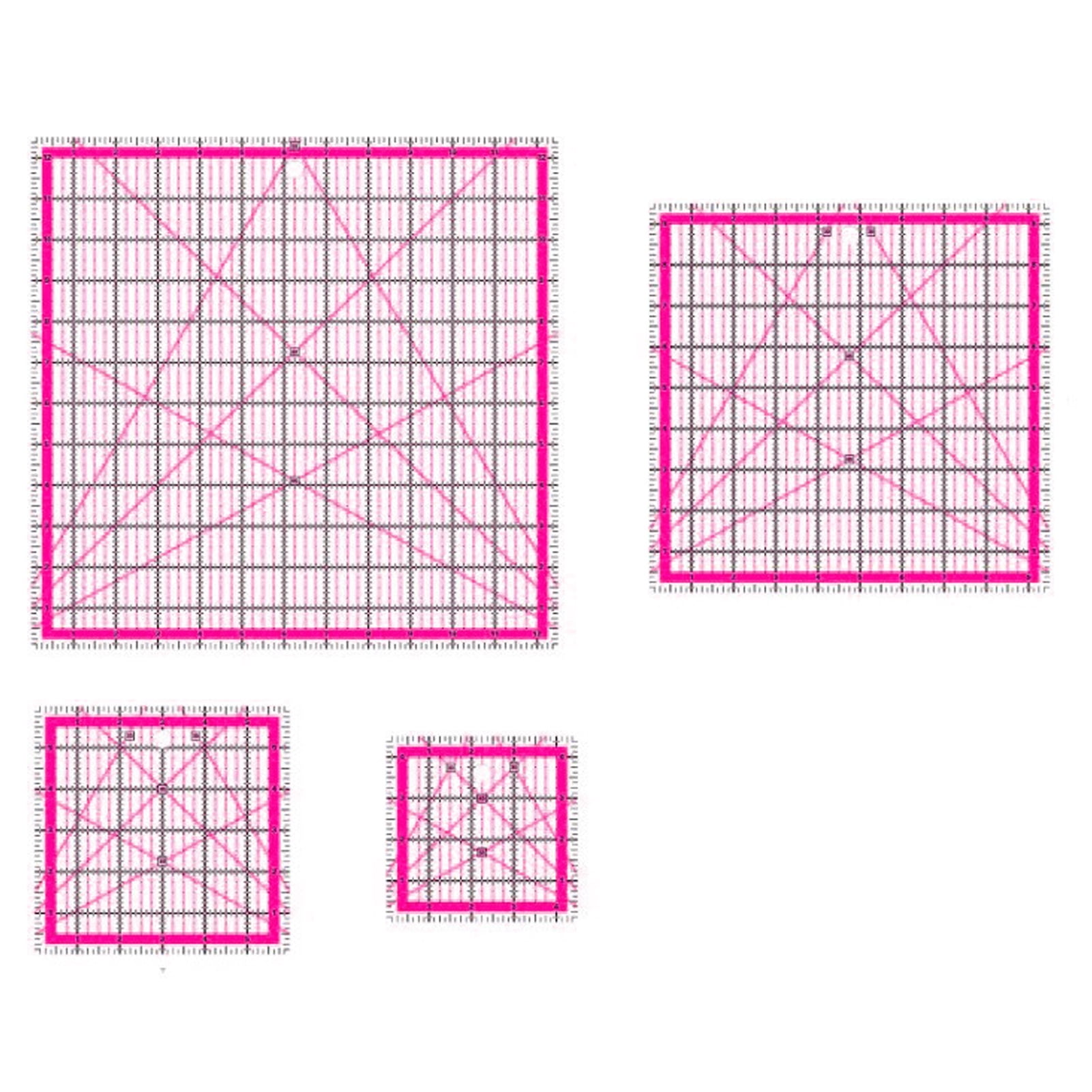 OIUR 4Pcs Acrylic Quilting Ruler 4.5/6/9.5/12.5-Inch Square Fabric Cutting Patchwork Ruler with Clear Mark DIY Sewing Craft Projects Template