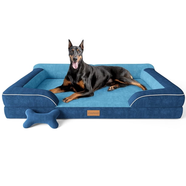 Cama ortopédica para perro CWAWZ XXL con gel refrescante de 135 cm, azul marino