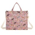 thumbnail image 5 of FORMRS Womens Corduroy Tote Bag Crossbody Shoulder Purse Handbag with Detachable Strap, Pink Floral Horses Pattern, 5 of 5