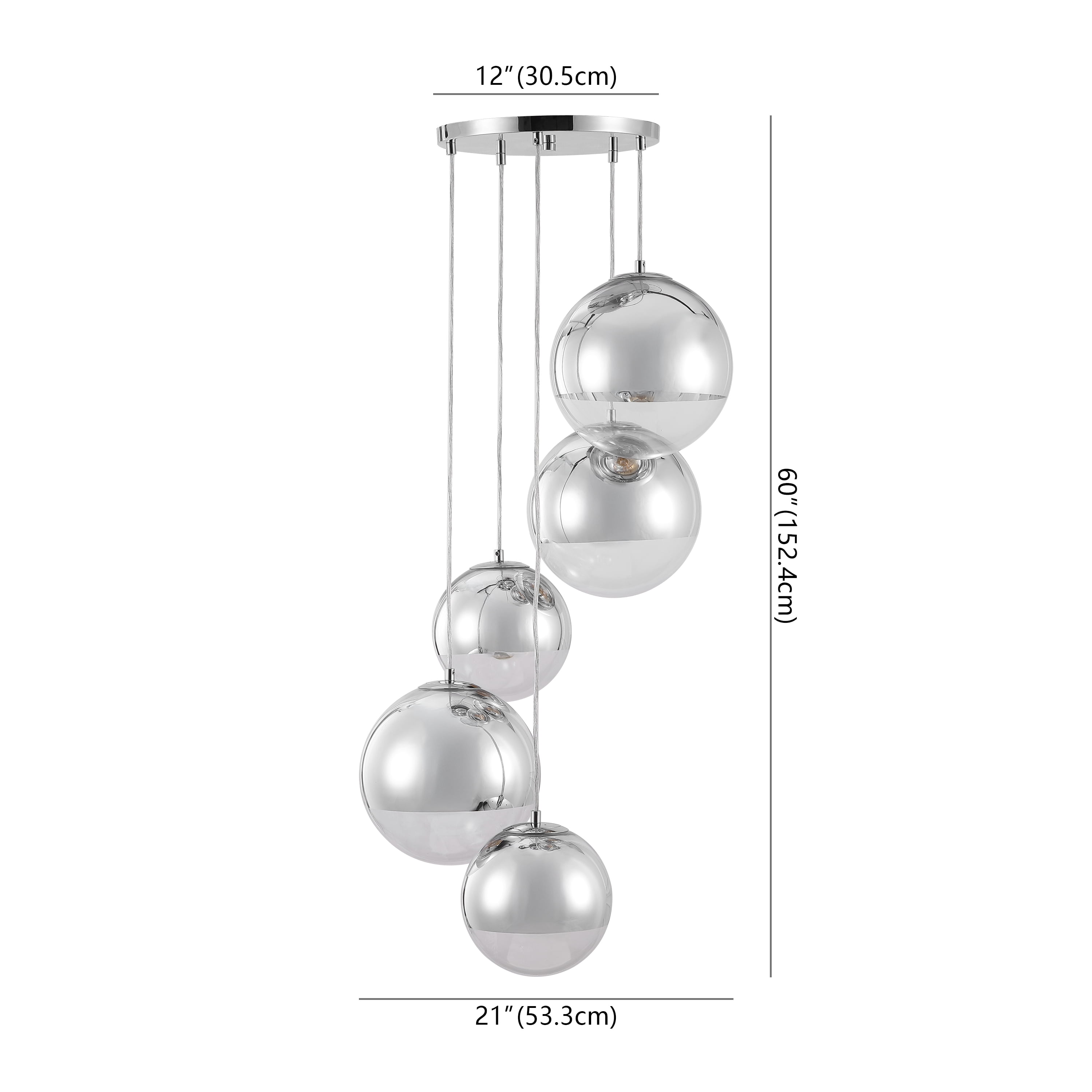 Safavieh Counture Skylina Metal 5-Light Chandelier, Charcoal