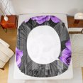 thumbnail image 5 of Feelyou Romantic Valentine's Day Queen Sheet Sets, Rose Flower Purple Flat Sheet, Rustic Lodge Cabin Queen Fitted Sheet, Microfiber Bedroom Decor, 4pcs, 5 of 7