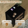 thumbnail image 4 of LAZZO Nightstand Set of 2 with Wireless Charging, Boho Rattan 2-Drawer Bedside Table for Bedroom, Black, 4 of 9