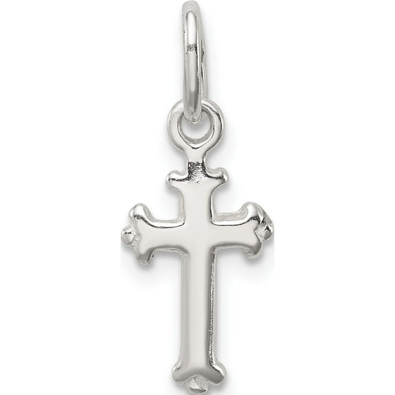 Sterling Silver Fleur De Lis Cross Charm (16 X 8) Made In India qc1860