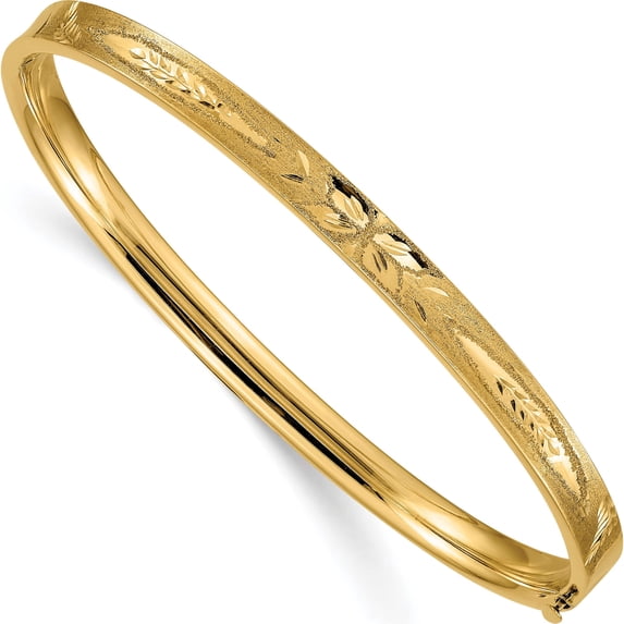 14K Yellow Gold 3/16 Oversize Diamond-Cut Concave Hinged Bangle Bracelet (8 X 5) Made In United States cc3/16o