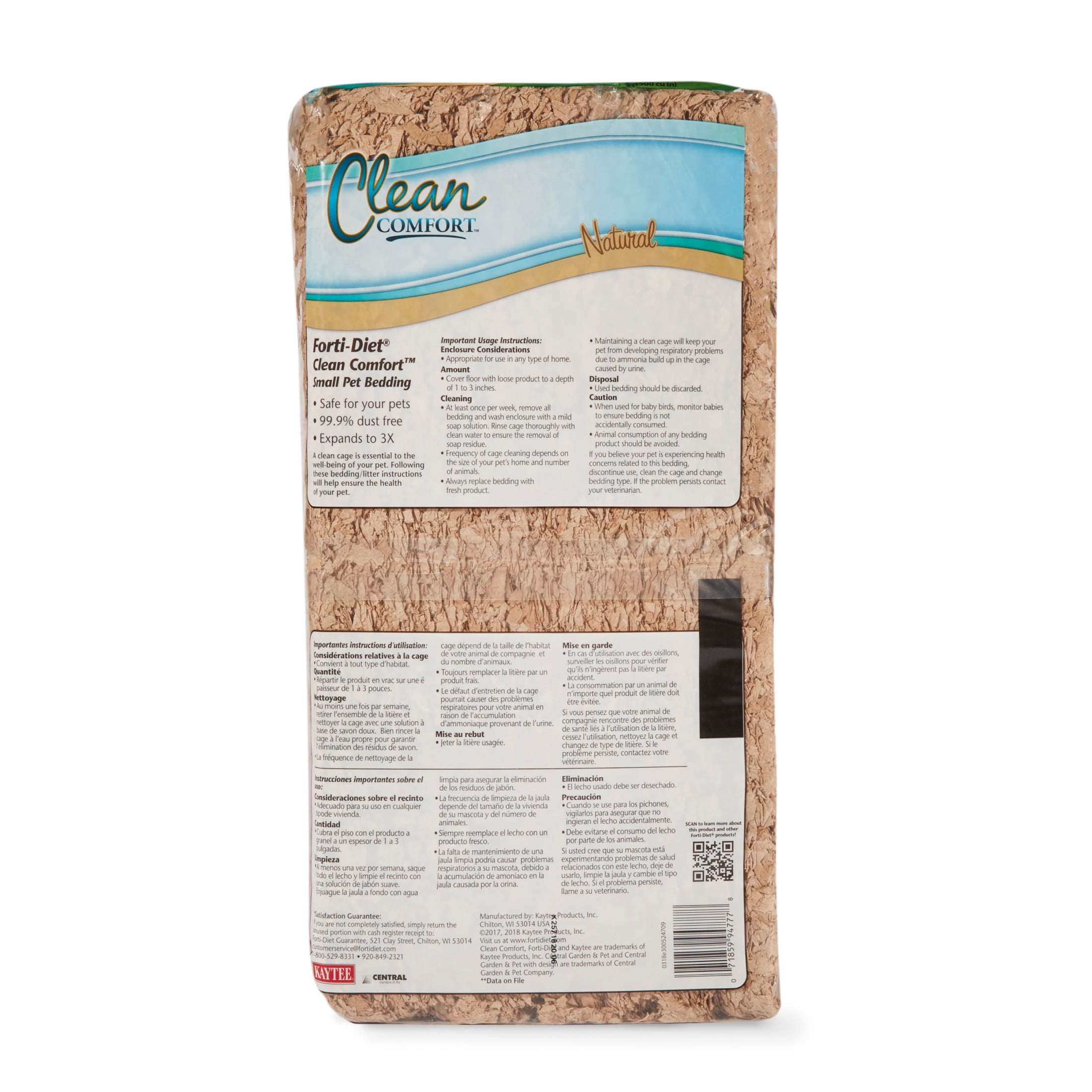 Kaytee Clean Comfort Small Pet Bedding for Rabbits, Hamsters & More, Natural 24.6L