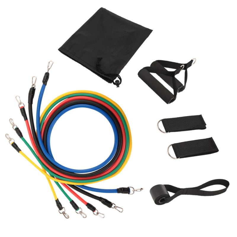TPE 11pc Pull Rope Fitness Resistance Bands Set Latex Tubes Pedal Exercise Puller Combination