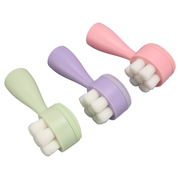 3Pcs Double Sided 3D Soft Manual Facial Cleansing Brush ,Exfoliating Face Scrubber for Gentle Cleansing Makeup ,Removal and Skin Care Ideal for All Skin Types