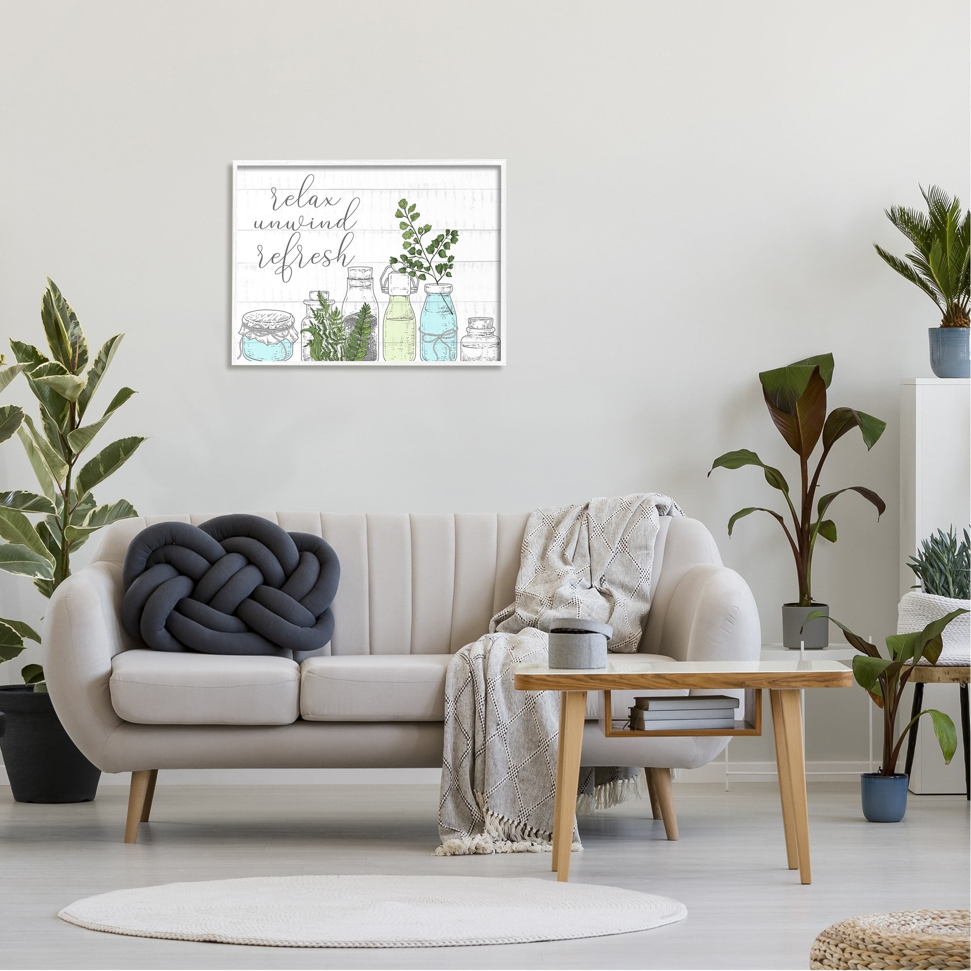 Stupell Industries Relax Unwind Refresh Country Herbs Botanicals Jars Framed Wall Art, 30 x 24, Design by Kim Allen