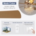 thumbnail image 4 of YIOSI 52" Crystal Ceiling Fan with Lights,Fandelier, Gold Chandelier Ceiling Fan with Remote Control, 3-Speed Silent AC Motor, Farmhouse Style for Living Room & Bedroom, 4 of 10