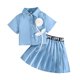thumbnail image 2 of Conjunto de falda y top de manga corta de verano con falda plisada para niñas pequeñas y preescolares., 2 of 9