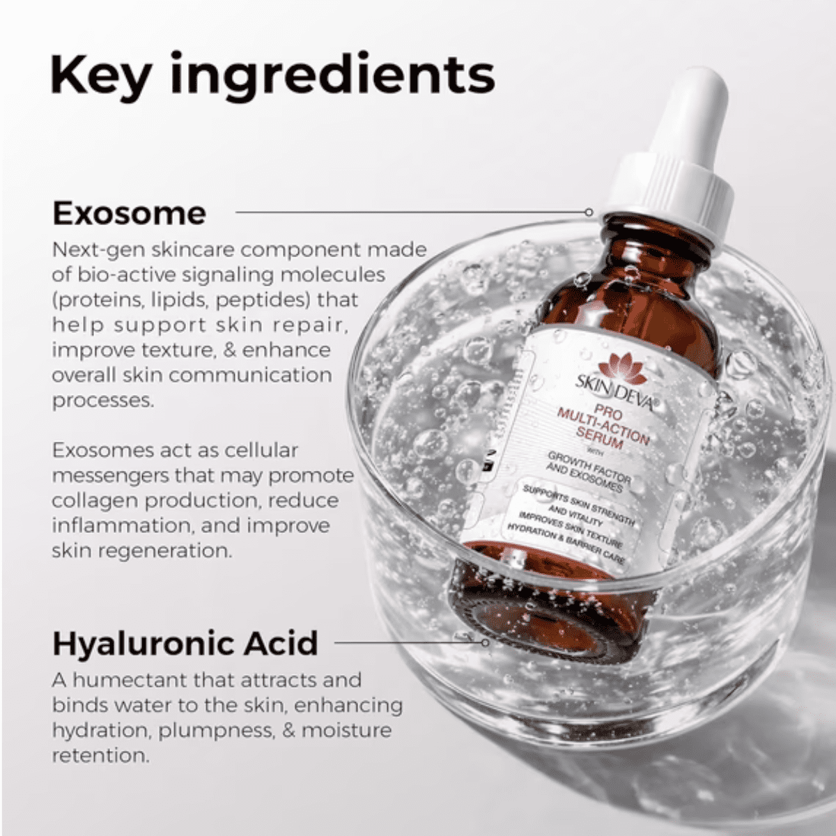 Skin Deva Pro Multi-Action Facial Serum with Exosome Bio-Active Complex – Hydrating Face Serum for Smooth, Even-Looking Skin – Lightweight Moisture Support Formula for Daily Skincare, 1 Fl Oz