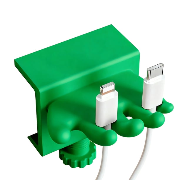 Organizador de cables con clip para almacenamiento de cables de datos y abrazadera de escritorio ajustable para uso en el hogar y la oficina.