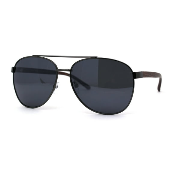 Mens Air Force Classic 90s Woodgrain Arm Pilots Sunglasses Gunmetal Black