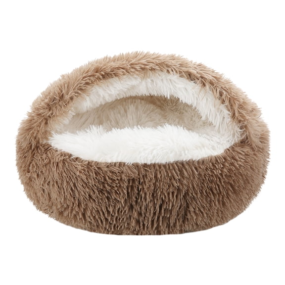 Cat Bed Round Fluffy Hooded Cat Bed Cave Cat Bed Donut for Indoor Cats,Calming Dog Cat Beds for Small Medium Dog Cat
