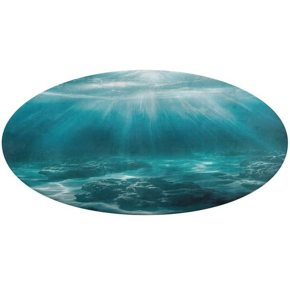 Bright Sunshine Through Deep Blue Sea Washable Round Rug -Circle Area Rugs for Nursery Bedroom, Vintage Non Slip Non Shedding Low Pile Carpet for Living Room Coffee Table Entryway